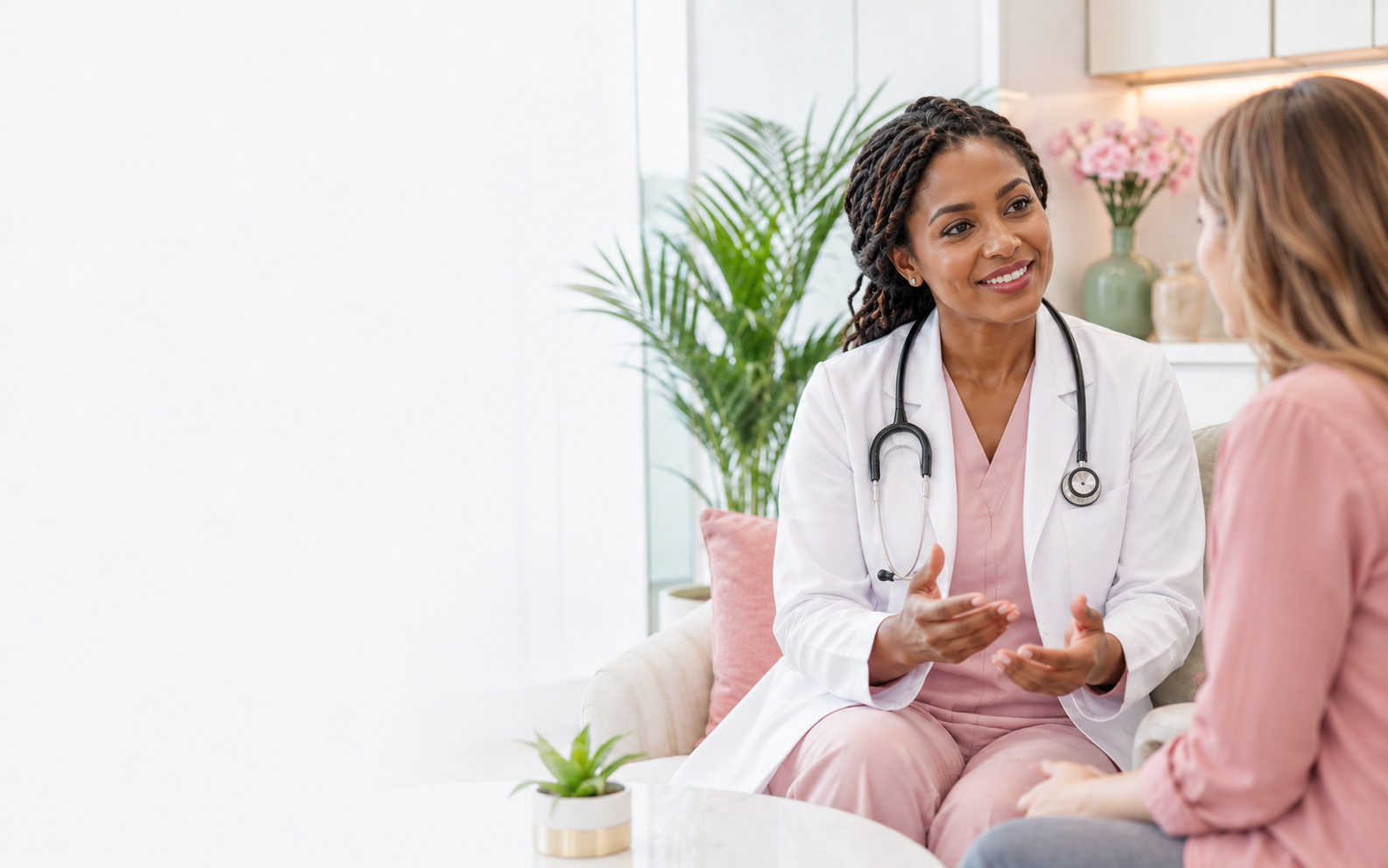 Healthcare provider speaking with a patient
